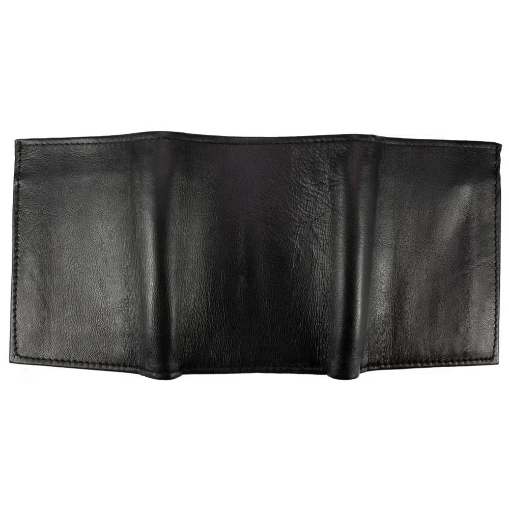 Men Trifold Black Leather Wallet